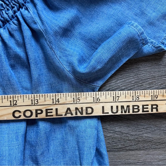 Michael Stars Anthropologie Chambray Mini Dress Short Sleeve Women's size Large - Picture 6 of 7